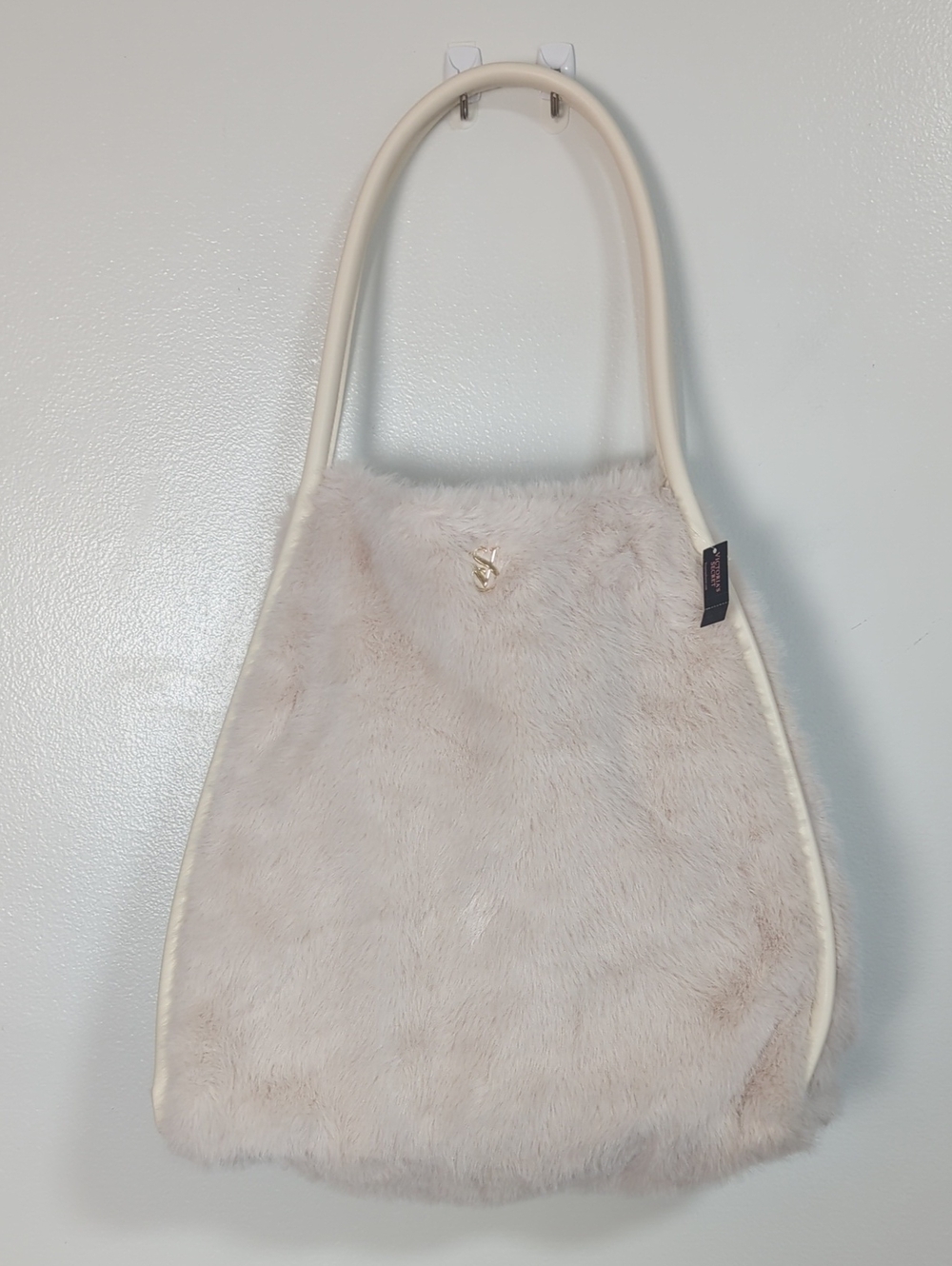 NWT Victoria's Secret Faux Fur Fluffy Tote Bag Cream/White